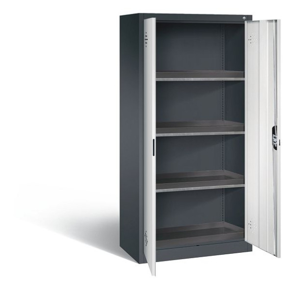C+P Umweltschrank Acurado, H1950xB930xT500mm, Farbe: Schwarzgrau / Lichtgrau, Muldengriff, 8921-316 S10144