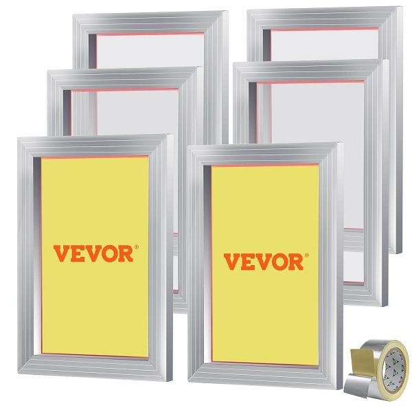 VEVOR Aluminiumlegierung Siebrahmen Siebdruckpresse 25,4 x 35,6 cm, Siebdruckmaschine Zubehör 110 Mesh, VE: 6 Stück, SYKJD61101014X54UV0