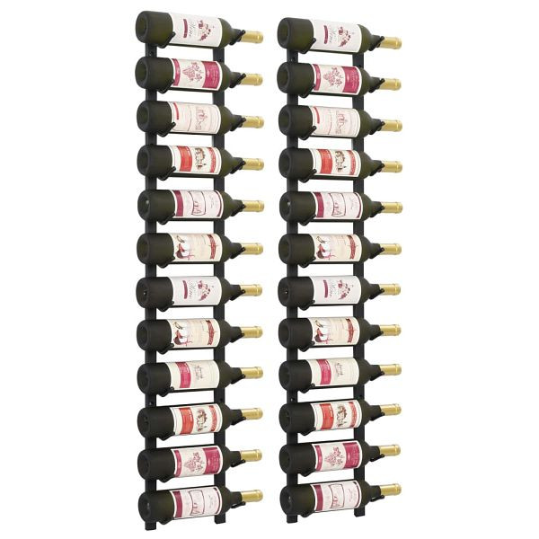 vidaXL Wand-Weinregale für 12 Flaschen 2 Stück Schwarz Eisen, 282467