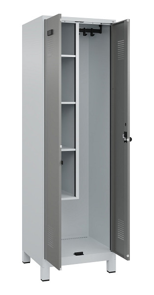 C+P Putzmittel-Spind Evolo PLUS, mit Füßen, 2 Abteile, 1950x600x500mm, 7035/000, Drehriegel, 049110-00 S10014