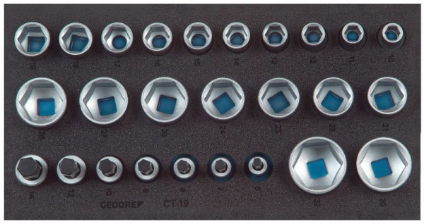 GEDORE Schaumeinlage leer, Satz Steckschlüssel-Einsätze 1/2'', 6-kant, CT, 2322323