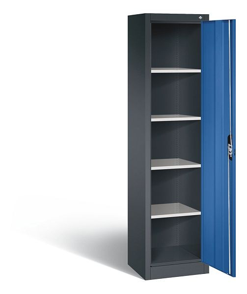 C+P Büroschrank Acurado, H1950xB502xT400mm, Farbe: Schwarzgrau / Enzianblau, Muldengriff, 5 OH, 9234-000 S10208