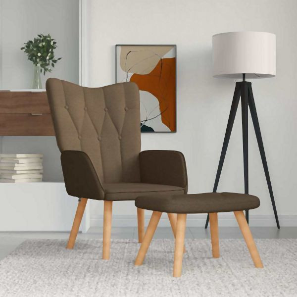 vidaXL Relaxsessel mit Hocker Braun Stoff, elegant, 327537