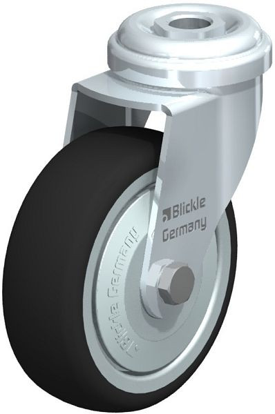 Blickle LRA-PATH 75K-FK Apparate-Lenkrolle mit Rückenloch, Thermoplastisches Polyurethan, Grau, 757098