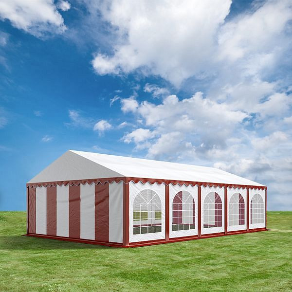 Toolport 6x12 m Partyzelt, PVC-Plane 500 g/m², rot-weiß, 6059