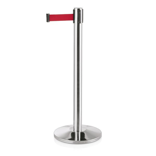 WAS Abgrenzungspfosten Joinflex mit Gurtband rot, 3 m, Edelstahl, 1313134