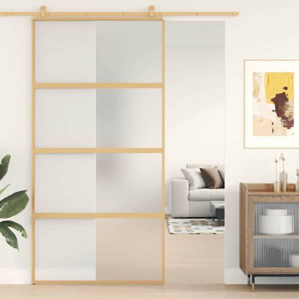 vidaXL Schiebetür Golden 102,5x205 cm Matt ESG-Glas und Aluminium, 155183