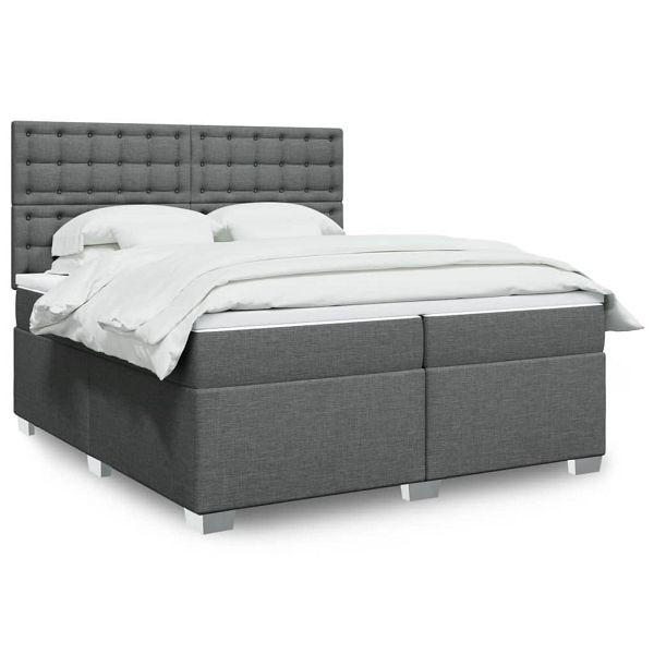 vidaXL Boxspringbett mit Matratze Dunkelgrau 200x200 cm Stoff, 3290610