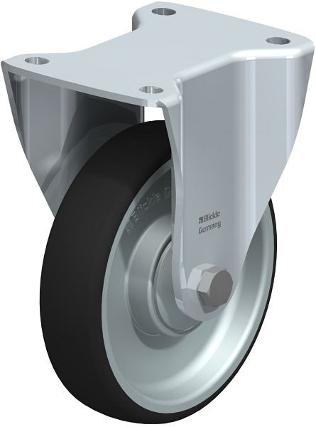 Blickle BH-PATH 160K Stahlblech-Bockrolle, Schwerlast-Ausführung, mit Anschraubplatte, Thermoplastisches Polyurethan, Grau, 847035