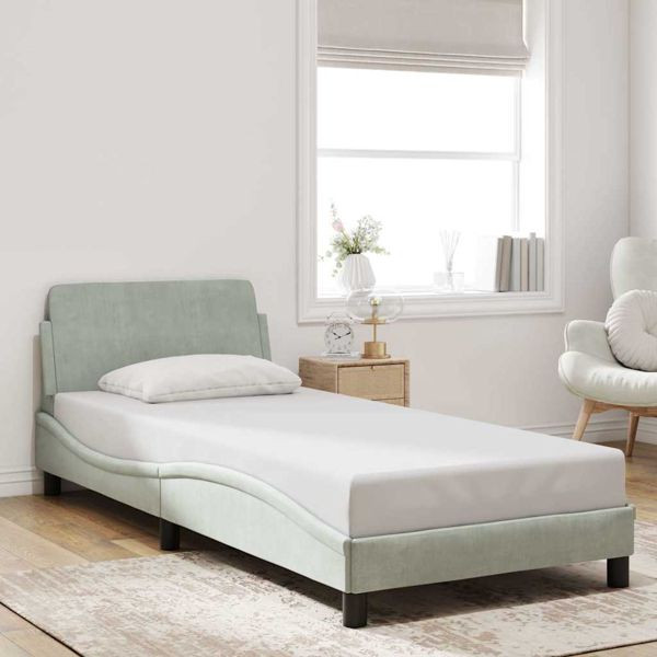 vidaXL Bettgestell Dover Hellgrau 90x190 cm Samt, 373320