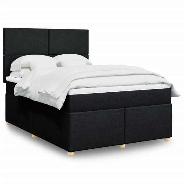vidaXL Boxspringbett mit Matratze Schwarz 160x200 cm Stoff, 3291326
