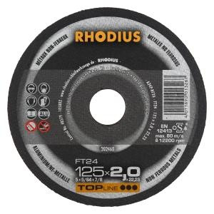 Rhodius TOPline FT24 Freihandtrennscheibe, Durchmesser [mm]: 125, Stärke [mm]: 2, Bohrung [mm]: 22.23, VE: 25 Stück, 202460