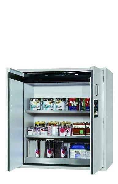 asecos Sicherheitsschrank S-PEGASUS-90, S90.129.120.WDAC in lichtgrau RAL 7035 mit 2x Fachboden (Edelstahl), 30123-001-30160