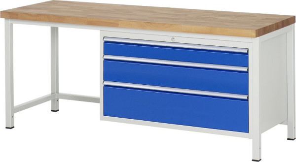 RAU Werkbank Serie 8000 - Modell 8359, B2000 x T700 x H840-1040 mm, Systemunterbau B1995 x T650 x H800-1000 mm, 03-8359A1-207B4H.11