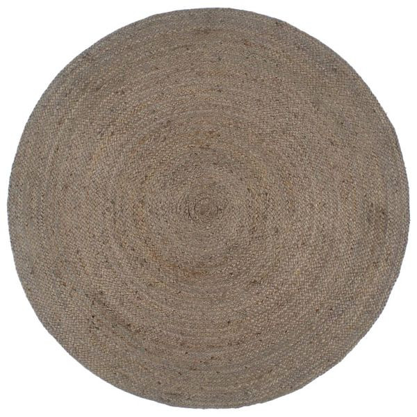 vidaXL Teppich Handgefertigt Jute Rund 210 cm Grau, 343594