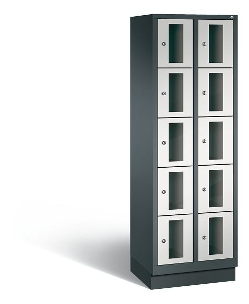 C+P Schließfachschrank Classic, 10 Fächer, H1800xB610xT500 mm, Anthrazit/Grau, 8020A205 S10023