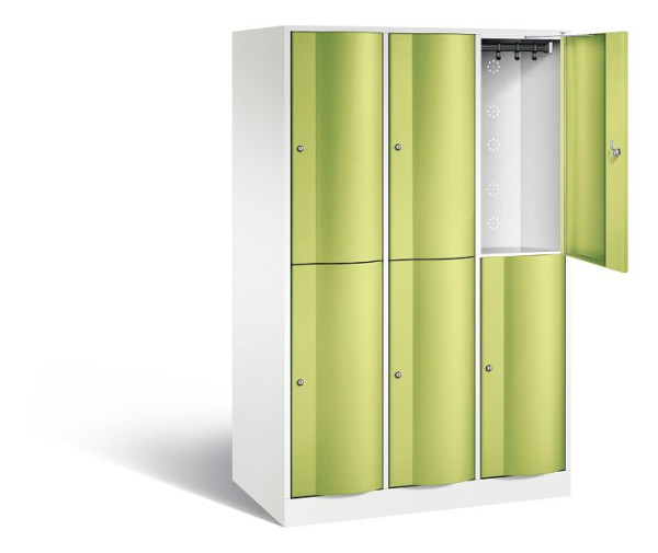 C+P Spind doppelstöckig XL Resisto, H1950xB1148xT640mm, Farbe: Verkehrsweiß / Viridingrün, 8270-373 S10107