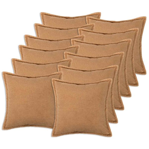 vidaXL Kissenbezug 12 pcs HOUTEN Beige 45 x 45 cm Bouclé, 918678