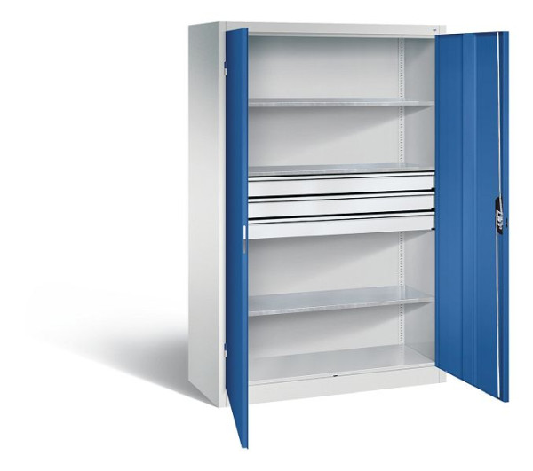 C+P Werkzeugschrank Acurado, H1950xB1200xT500mm, Farbe: Lichtgrau / Enzianblau, Muldengriff, 8931-5030 S10083