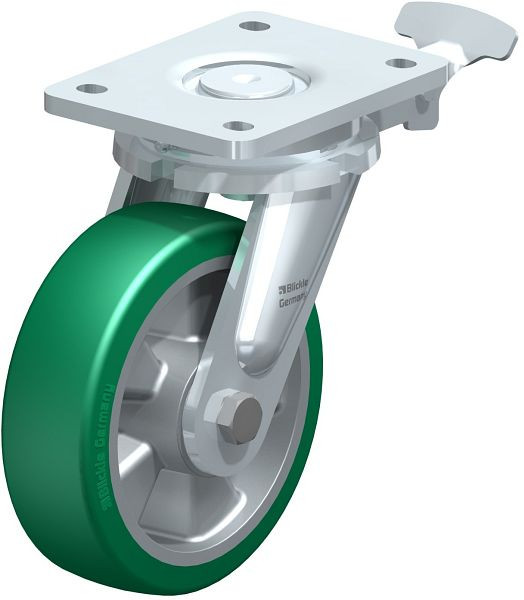 Blickle LO-ALST 160K-RI4 Stahlgeschweißte Schwerlast-Lenkrolle, Blickle Softhane®, Grün, 852383