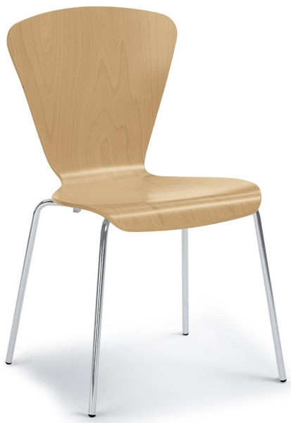 Deskin Besucherstuhl TRIAS, 4-Fuß Gestell verchromt, Buchenschichtholz, VE: 4 Stück, 279021