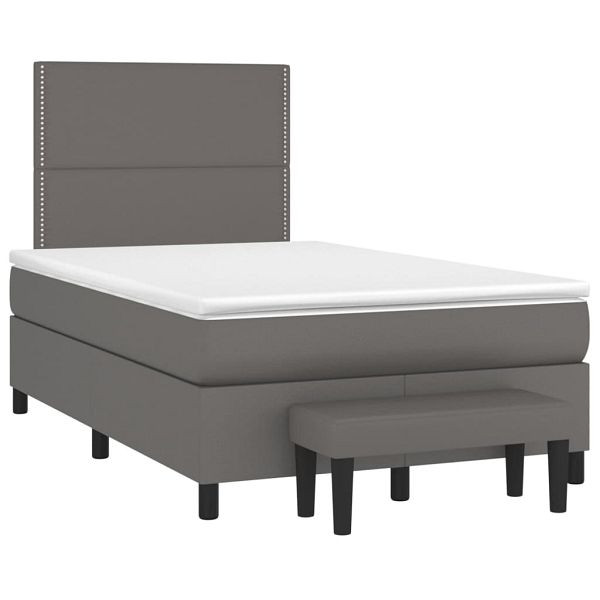 vidaXL Boxspringbett mit Matratze Grau 120x190 cm Kunstleder, 3270449