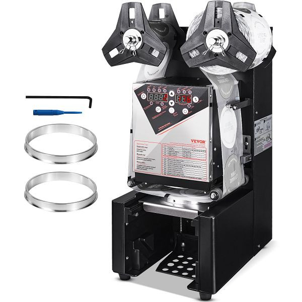 VEVOR Vollautomatische Siegelmaschine für Teetassen, 500–650 Tassen/H, 190 mm, Schwarz, QZDNCFKJHSQZYNFMOV2