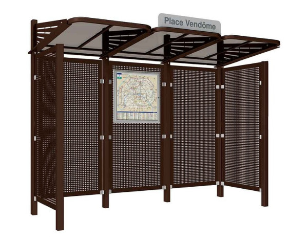 Procity Wartehalle Convi® Rückwand Und 2 Seitenverkleidungen Aus Blech, Farbe RAL 8017, 529438.8017