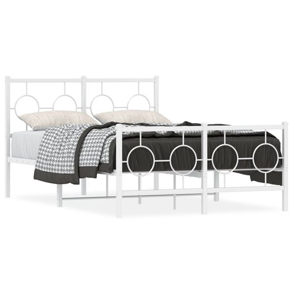 vidaXL Bettgestell mit Kopf- und Fußteil Metall Weiß 120x190 cm, 376290