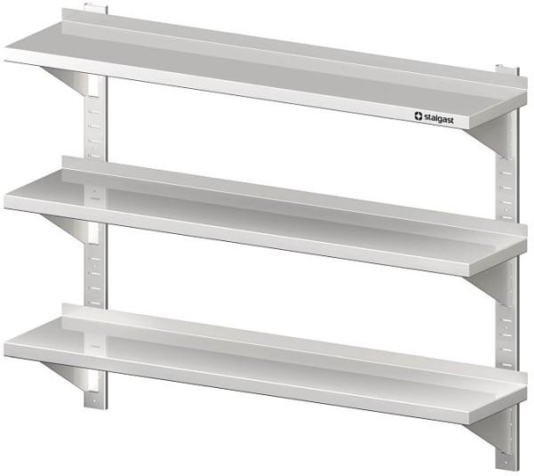 Stalgast Dreifach-Wandbord mit Konsolen, und Wandschienen, 1100x400x930 mm, höhenverstellbar, verschweißt, VWB11403