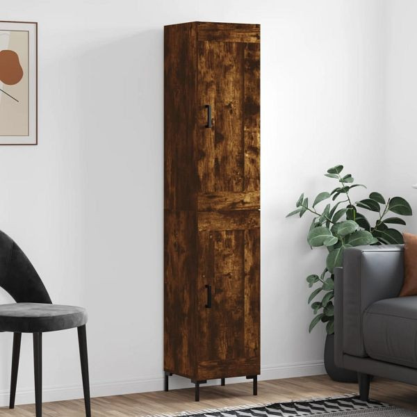 vidaXL Highboard Räuchereiche 34,5x34x180 cm Holzwerkstoff, 3200454