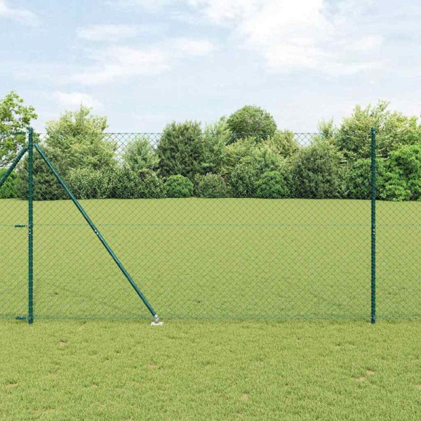 vidaXL Kettengliedzaun mit Pfosten Grün 1.6 x 10 m Stahl, 3351153
