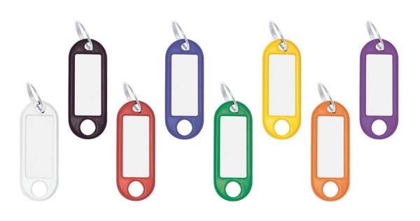 Eichner Schlüsselanhänger aus Kunststoff mit Ring 18 mm, inkl. Beschriftungsetikett, Farbig sortiert, VE: 1 Pack à 100 Stück, 9219-01383-990