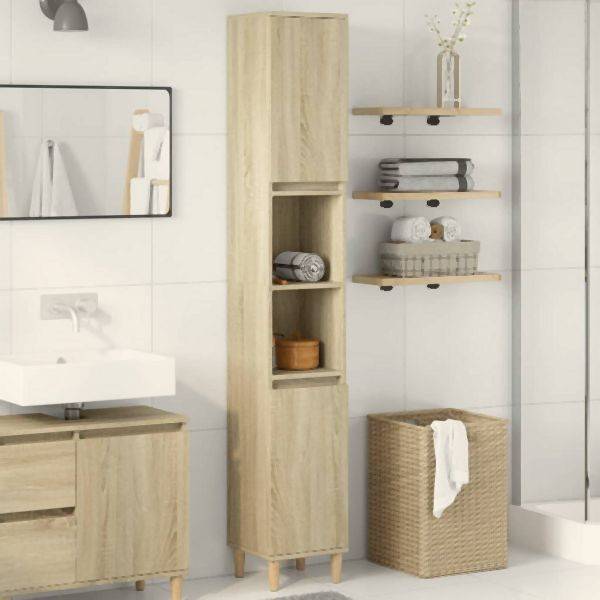 vidaXL Badschrank Sonoma-Eiche 30x30x190 cm Holzwerkstoff, 849657