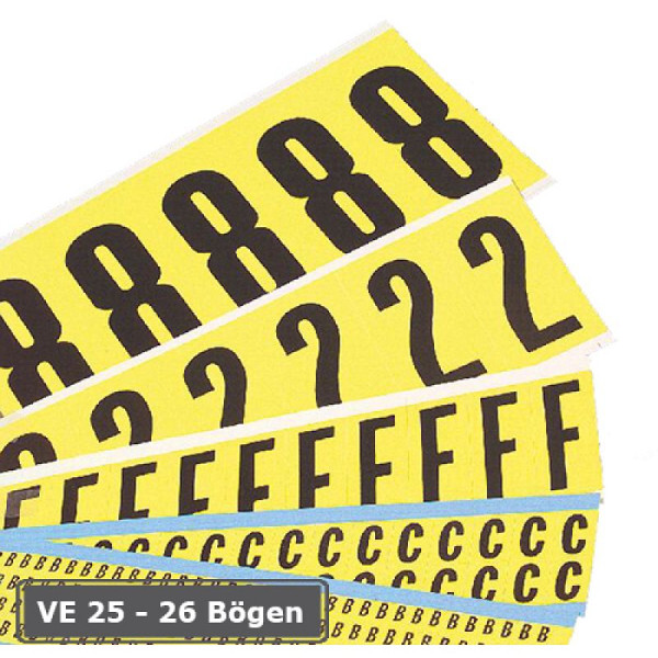 Stein HGS Buchstaben oder Ziffern, selbstklebend zur Lagerkennzeichnung Kombipackungen, Ziffern 49 mm / 22 x 57 mm, 25 Bögen/10 Etiketten je Bogen, 90.7056