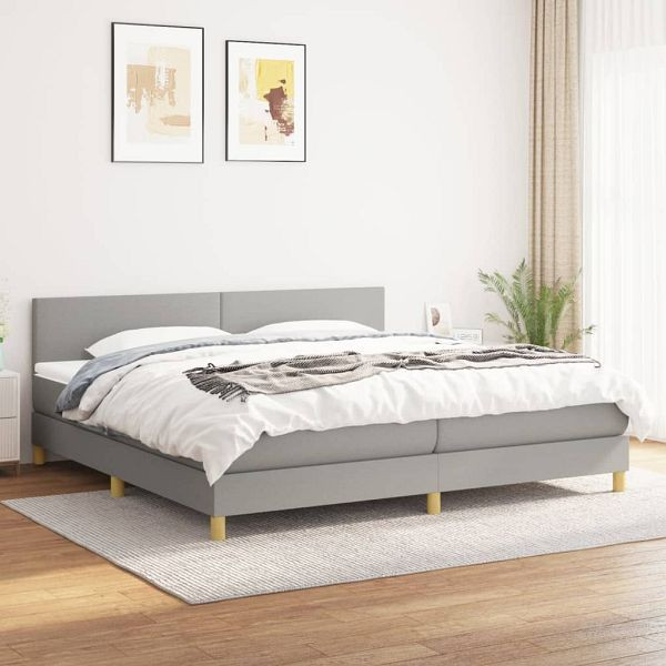 vidaXL Boxspringbett mit Matratze Hellgrau 200x200 cm Stoff, 3140481
