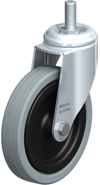 Blickle LKRA-VPA 125G-GS12 Apparate-Lenkrolle mit Gewindestift, Vollgummi, Grau, 298257