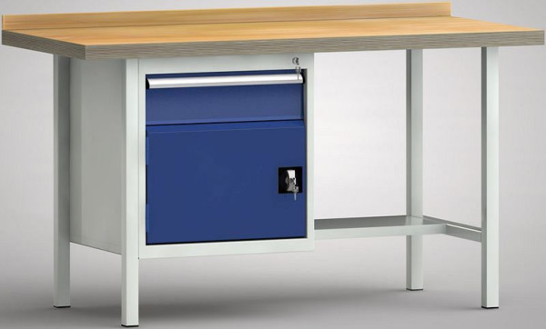 KLW Profi-Werkbank - 1500 x 700 x 905 mm L x T x H (ERGO-Version), links 150EA/Türe 350 mm, WP118E-1500M45-E1681