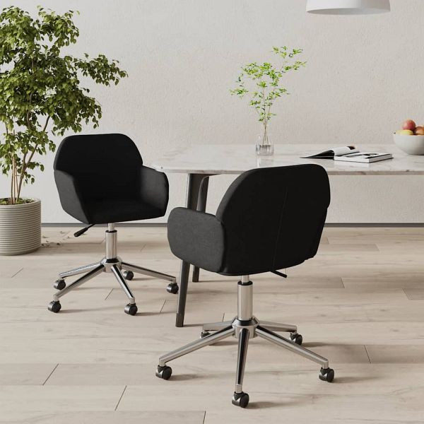 vidaXL Esszimmerstühle 2 Stück Drehbar Schwarz Stoff, 3103094