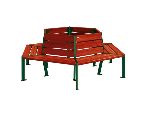 Procity Baum-Rundbank Silaos, Stahl Und Holz, Innendurchmesser 1000 mm, Mahagoni/RAL 6005, 209648.6005.ACAJ