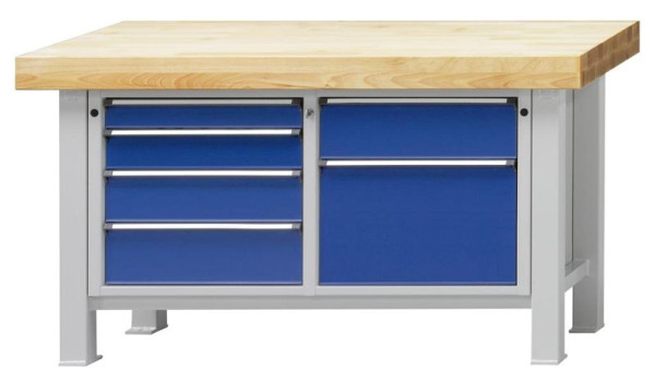 ANKE Werkbänke Schwerlastwerkbank, Modell 237 VS, 1500 x 800 x 900 mm, RAL 7035/5010, BMP 100 mm, 322.025