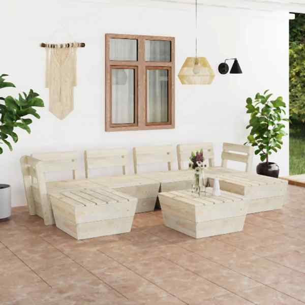 vidaXL 7-tlg. Garten-Paletten-Lounge-Set Imprägniertes Fichtenholz, 3063724
