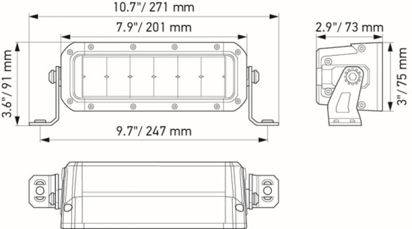 HELLA LED-Fernscheinwerfer, Black Magic Double Row Lightbar 7", 12/24V, 2100lm, doppelte Ausführung/rechteckig, Anbau, ECE-R149, glasklar, 1FJ 358 196-451