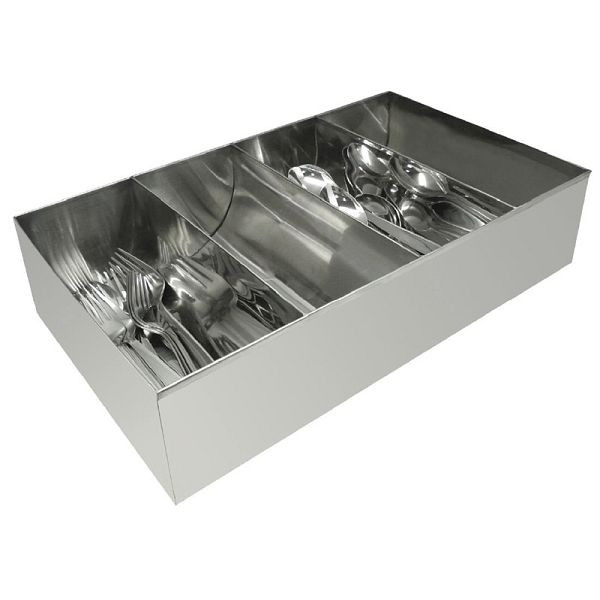 Olympia Besteckkasten 4 Fächer, 41,5 x 25,5 x 10,5 cm, Edelstahl, DM274