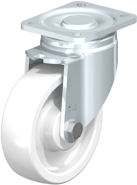 Blickle LH-SPO 125G-1 Stahlblech-Lenkrolle, Schwerlast-Ausführung, mit Anschraubplatte, Polyamid, Weiß, 238964