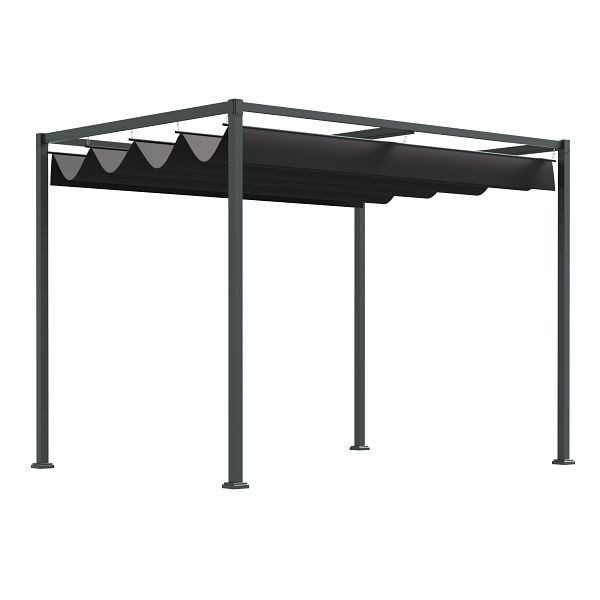Outsunny Pergola ca. 3x2m Garten Pavillon Terrassendachung Metall Freistehender Gartenpavillon mit Verstellbares Dach, UV Schutz, 84C-175BK