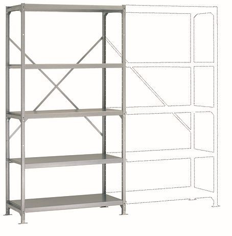 Manuflex Schweres Fachbodenregal lichtgrau Grundregal mit 5 Stahlböden, HxBxT = 2000 x 1030 x 400 mm, RP2143.7035