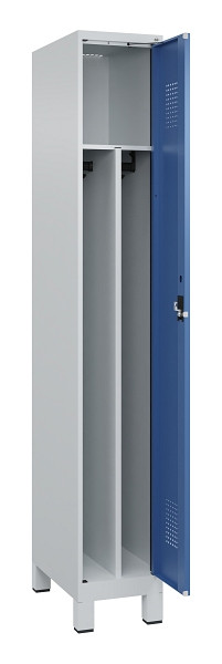 C+P Spind Evolo PLUS, mit Füßen, 1 Abteil, 1950x300x500mm, 7035/5023, Verschluss Zylinderschloss, 049010-10F S10035