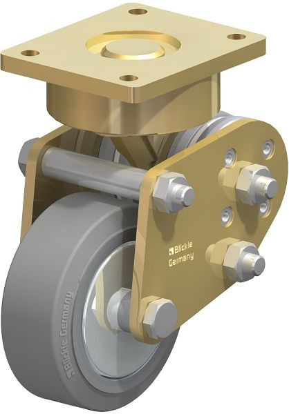 Blickle LPFE-ALEV 100K-SG-FA Schwerlast-Lenkrolle mit Polyurethan-Drehfedern, Elastik-Vollgummi, Grau, 737789