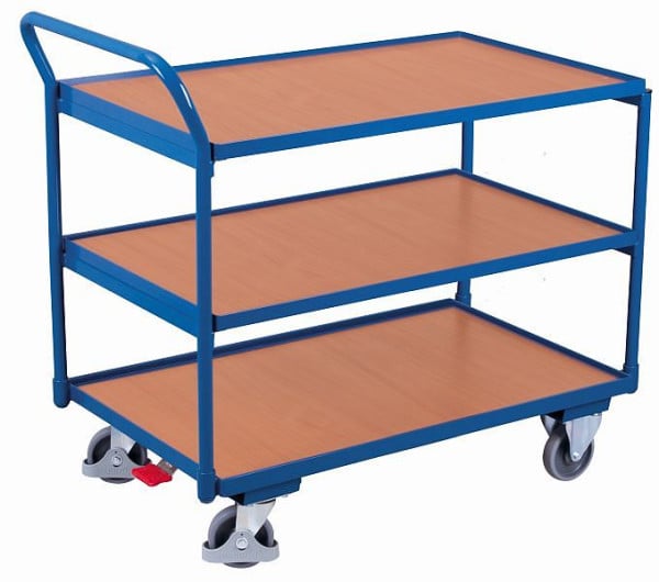 VARIOfit Tischwagen mit 3 Ladeflächen, Außenmaße: 975 x 525 x 1.010 mm (BxTxH), sw-500.600